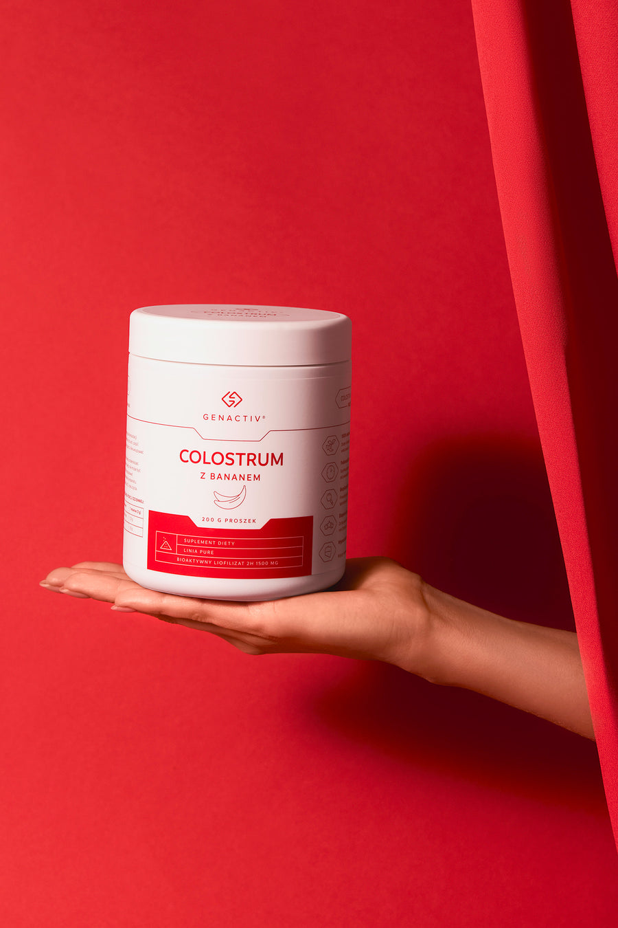 Colostrum z bananem Genactiv, proszek 200 g – opakowanie produktu