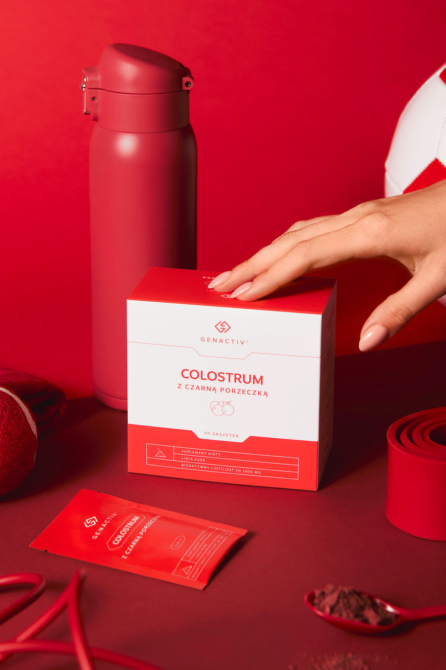 Colostrum z czarną porzeczką Genactiv, proszek – opakowanie produktu