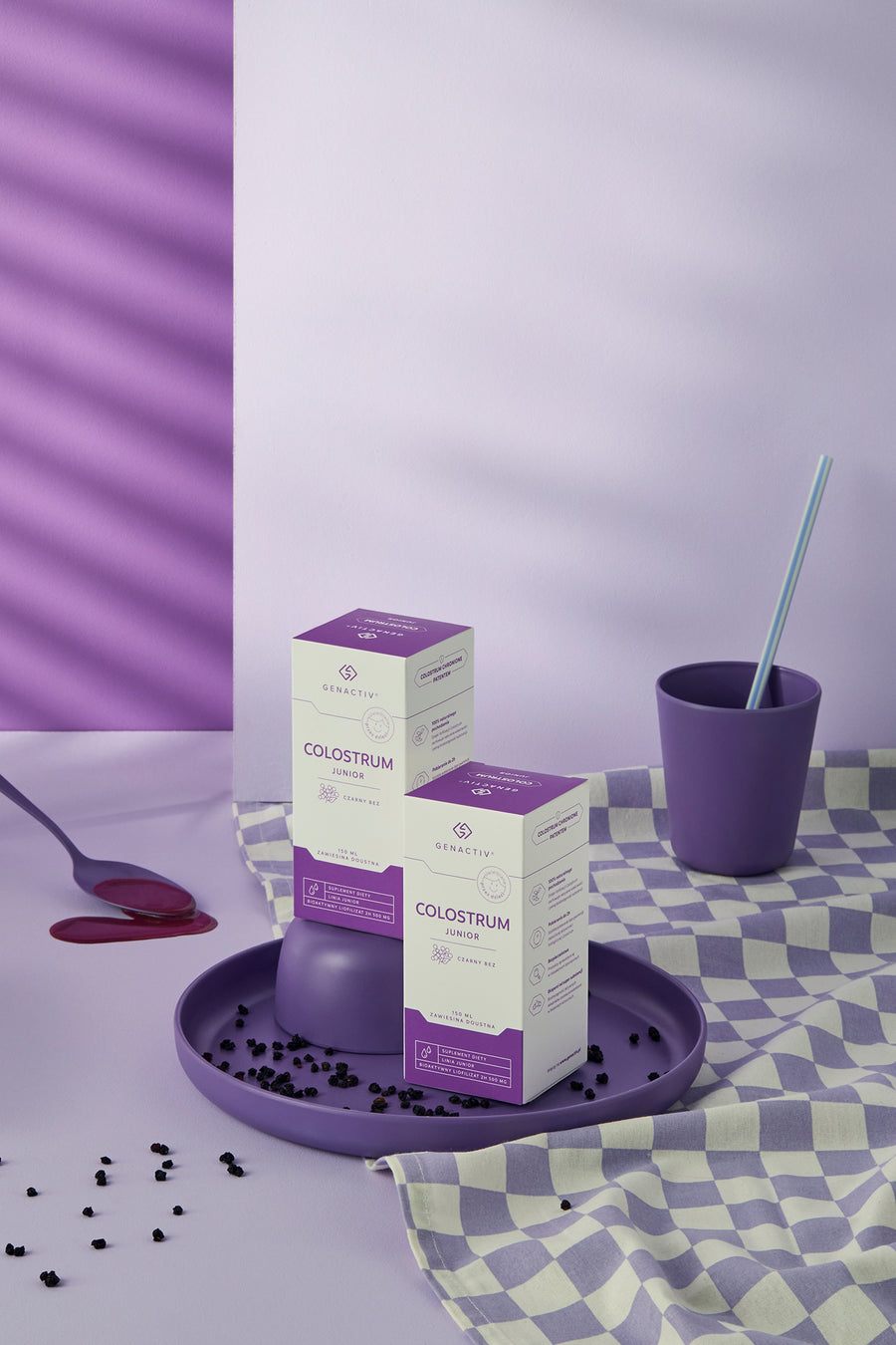 Colostrum Junior z czarnym bzem Genactiv, zawiesina, dwupak