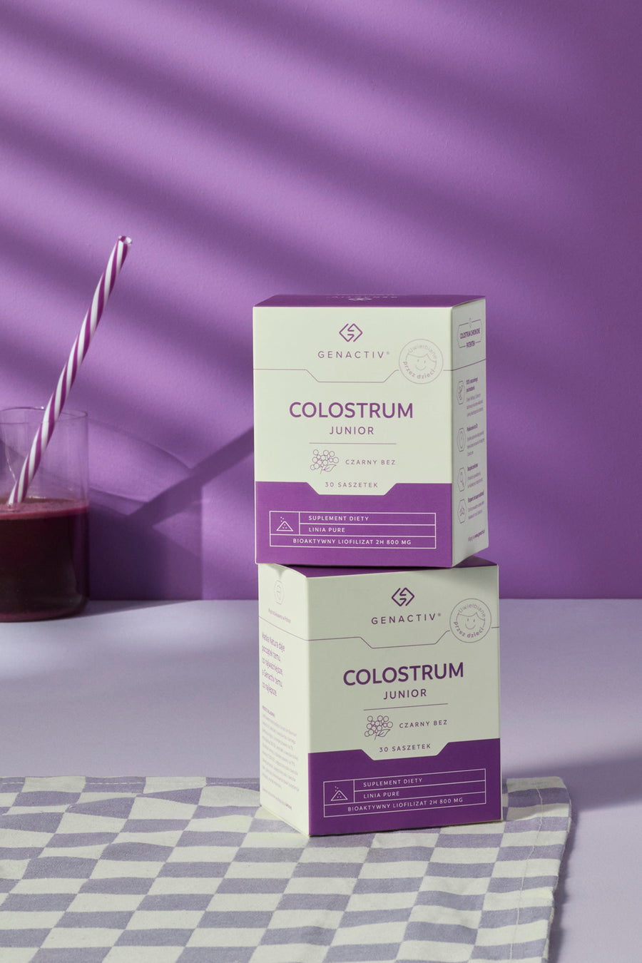 Genactiv colostrum Junior z czarnym bzem, proszek - dwupak