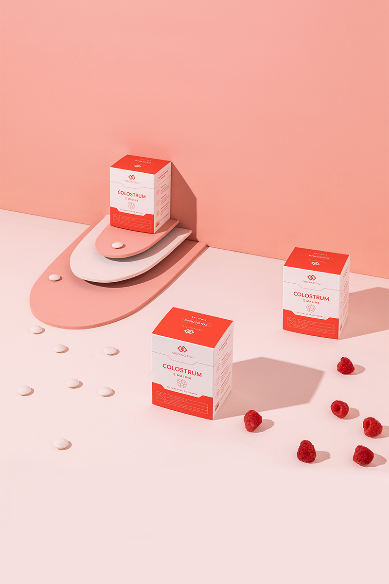 Colostrum z maliną Genactiv, tabletki do ssania - trójpak